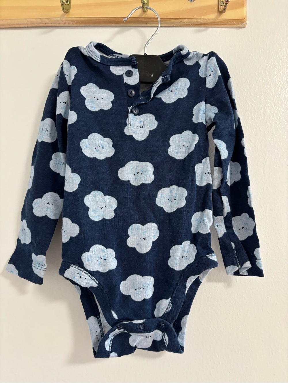 Old Navy Navy Blue Cloud-Print Long-Sleeve One-Piece